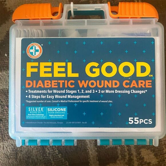 Be Smart Get Prepared Diabetic Wound Care Kit 55 Pieces Portable - Picture 1 of 8